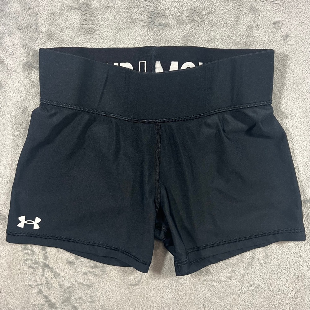 UNDER ARMOUR Athletic Shorts Youth Girls Large Black Fitted 3in Inseam Active